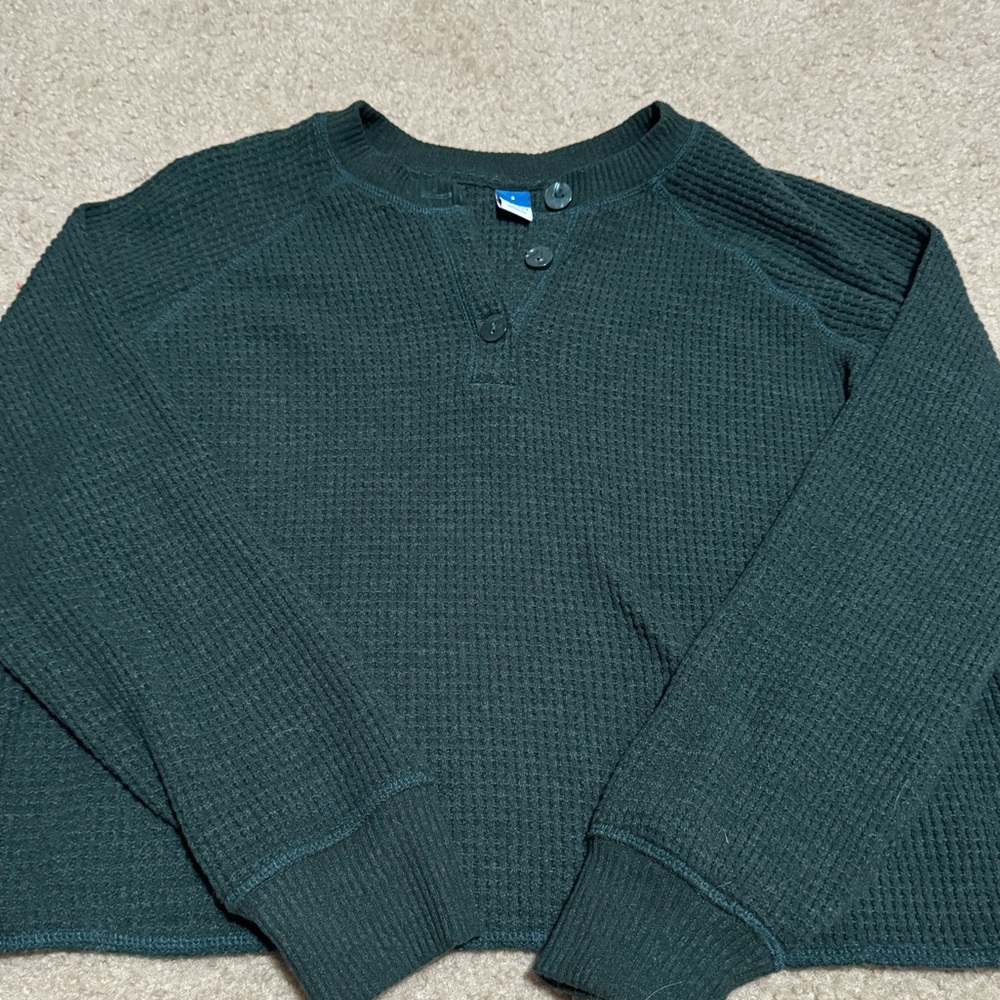 green waffle long sleeve